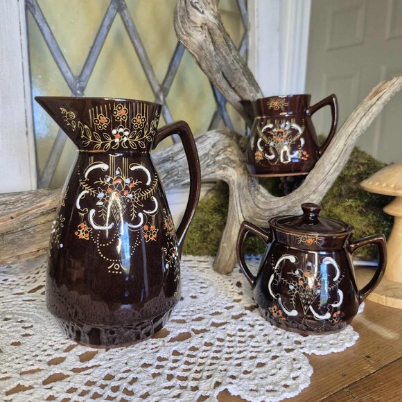 Vintage Japan Ceramic Brown Tea Set - Picture 3 of 15